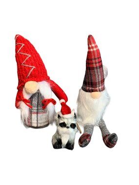 Handmade Holiday Gnome & Raccoon Ornaments Set
